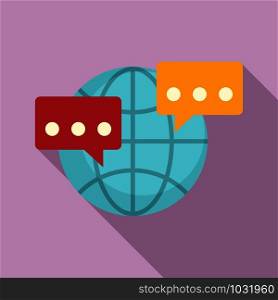 Global sms chat icon. Flat illustration of global sms chat vector icon for web design. Global sms chat icon, flat style