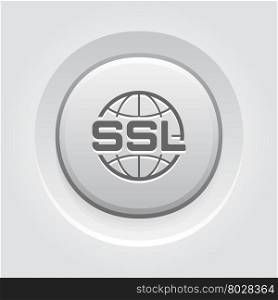 Global SSL Security Icon. Flat Design.. Global SSL Security Icon. Flat Design Grey Button Design