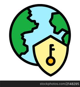 Global ssl security icon. Outline global ssl security vector icon color flat isolated. Global ssl security icon color outline vector