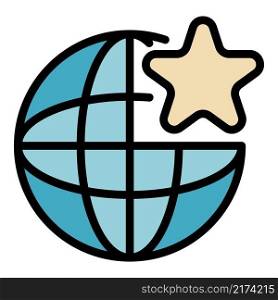 Global star engaging icon. Outline global star engaging vector icon color flat isolated. Global star engaging icon color outline vector