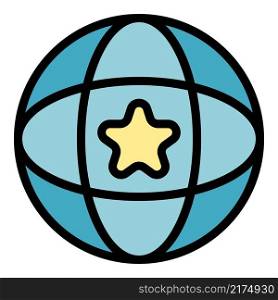 Global star excellence icon. Outline global star excellence vector icon color flat isolated. Global star excellence icon color outline vector