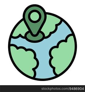 Global store point icon outline vector. Shop map. Gps supermarket color flat. Global store point icon vector flat
