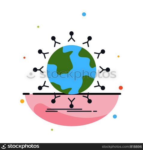 global, student, network, globe, kids Flat Color Icon Vector