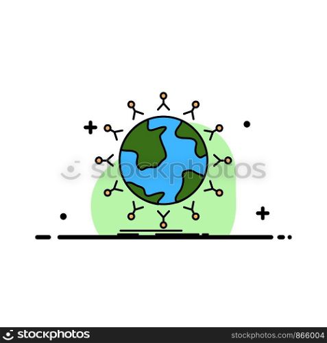 global, student, network, globe, kids Flat Color Icon Vector