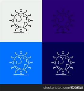 global, student, network, globe, kids Icon Over Various Background. Line style design, designed for web and app. Eps 10 vector illustration. Vector EPS10 Abstract Template background