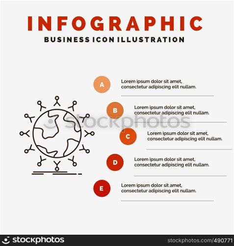 global, student, network, globe, kids Infographics Template for Website and Presentation. Line Gray icon with Orange infographic style vector illustration. Vector EPS10 Abstract Template background