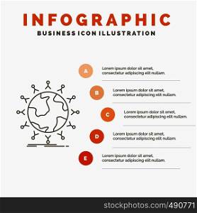 global, student, network, globe, kids Infographics Template for Website and Presentation. Line Gray icon with Orange infographic style vector illustration. Vector EPS10 Abstract Template background