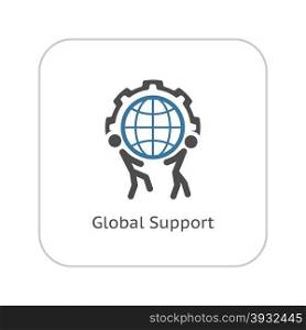 Global Support Icon. Flat Design. Business Concept. Isolated Illustration.. Global Support Icon. Flat Design.
