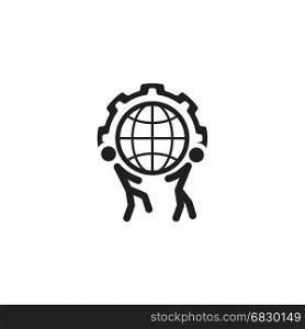 Global Support Icon. Flat Design.. Global Support Icon. Flat Design. Business Concept. Isolated Illustration