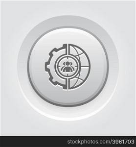 Global Targeting Icon. Global Targeting Icon. Business Concept. Grey Button Design