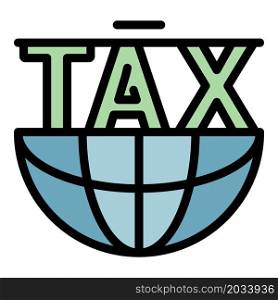Global tax form icon. Outline global tax form vector icon color flat isolated. Global tax form icon color outline vector
