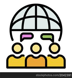 Global teamwork icon. Outline global teamwork vector icon color flat isolated. Global teamwork icon color outline vector