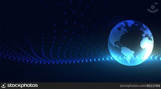 global technology earth particle connection background