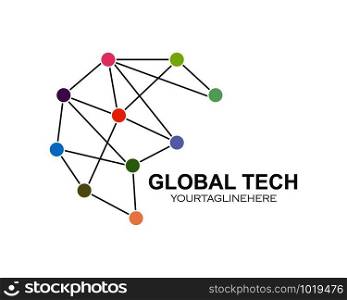 global technology logo icon vector illustration design template