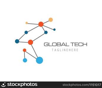 Global technology logo vector template