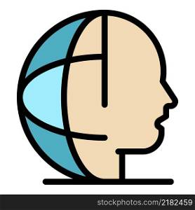 Global thinking icon. Outline global thinking vector icon color flat isolated. Global thinking icon color outline vector