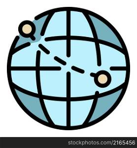 Global travel icon. Outline global travel vector icon color flat isolated. Global travel icon color outline vector