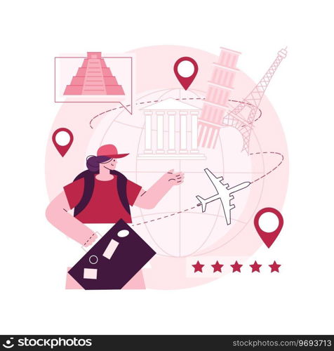 Global travelling abstract concept vector illustration. Global insurance, world trip, international tourism, travel agency, working holiday, luxury vacation resort chain abstract metaphor.. Global travelling abstract concept vector illustration.