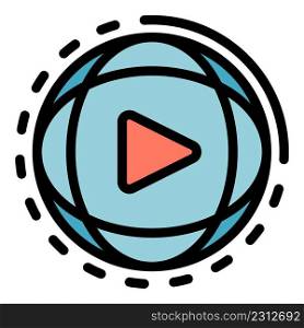 Global video stream icon. Outline global video stream vector icon color flat isolated. Global video stream icon color outline vector