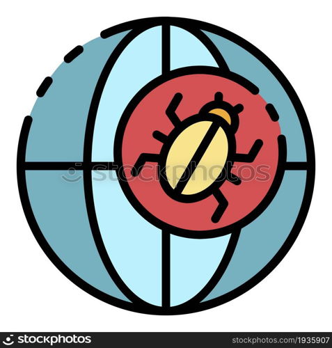 Global virus attack icon. Outline global virus attack vector icon color flat isolated. Global virus attack icon color outline vector