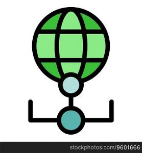 Global vpn safety icon outline vector. Online system. Security private color flat. Global vpn safety icon vector flat