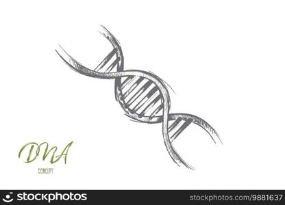 Global warming concept. Hand drawn illustration of DNA molecule structure. Genetic and chemistry research isolated vector illustration.. DNA concept. Hand drawn isolated vector.