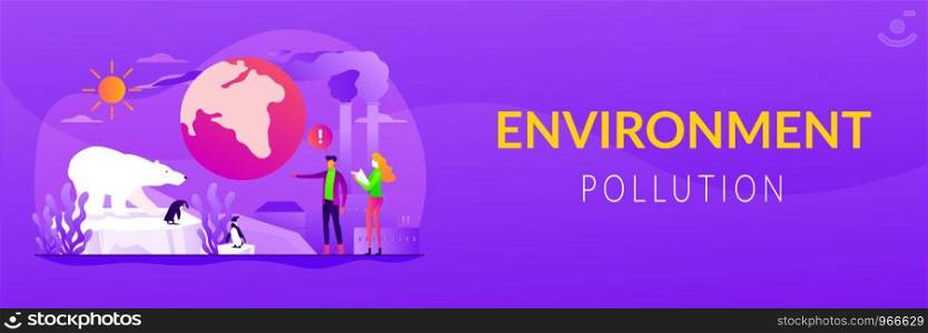 Global warming, environment pollution, global heating impact concept. Vector banner template for social media with text copy space and infographic concept illustration.. Global warming web banner concept.