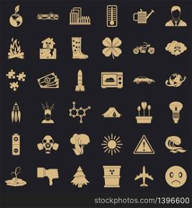 Global warming icons set. Simple style of 36 global warming vector icons for web for any design. Global warming icons set, simple style