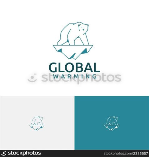 Global Warming Snow Ice Polar Bear Logo Template