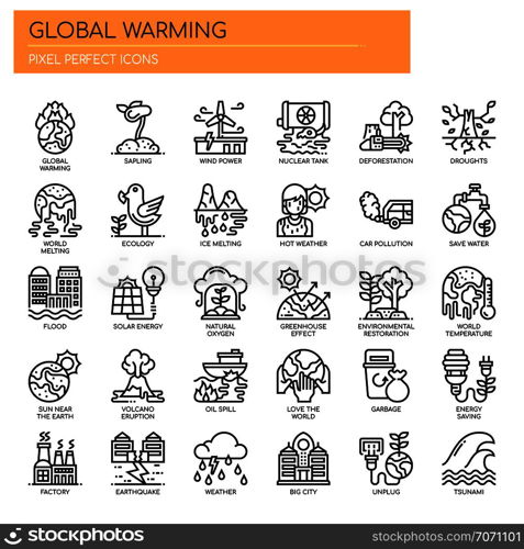 Global warming , Thin Line and Pixel Perfect Icons