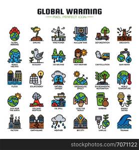 Global warming , Thin Line and Pixel Perfect Icons