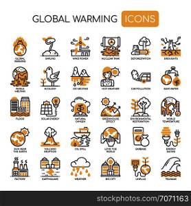 Global warming , Thin Line and Pixel Perfect Icons
