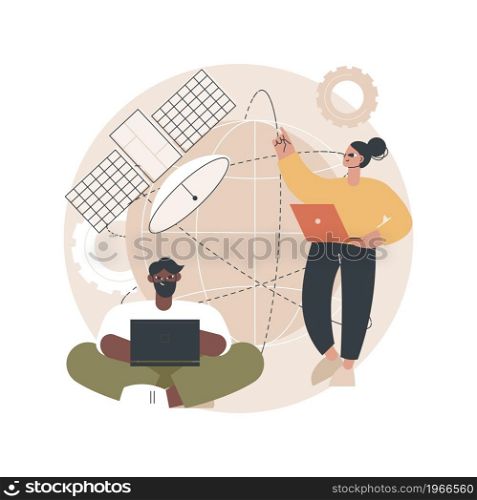 Global web connection abstract concept vector illustration. Global network communication, satellite connection system, internet, GPS technology, social media, fast data transfer abstract metaphor.. Global web connection abstract concept vector illustration.