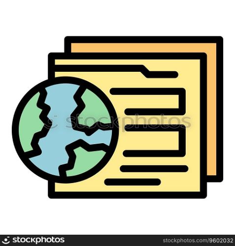 Global web page icon outline vector. Company app. Service system color flat. Global web page icon vector flat