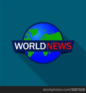 Global world news logo. Flat illustration of global world news vector logo for web design. Global world news logo, flat style