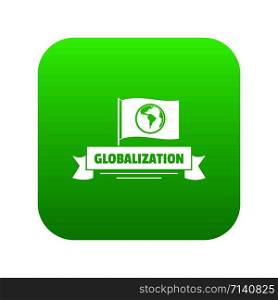 Globalization business icon green vector isolated on white background. Globalization business icon green vector