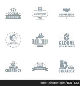 Globalization logo set. Simple set of 9 globalization vector logo for web isolated on white background. Globalization logo set, simple style
