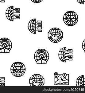 Globalization Worldwide Business Vector Seamless Pattern Thin Line Illustration. Globalization Worldwide Business Vector Seamless Pattern