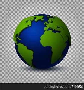 Globe 3d. Earth world map of green space planet. Global digital communication modern realistic sphere vector concept. Globe 3d. Earth world map of green space planet. Global digital communication realistic vector modern concept