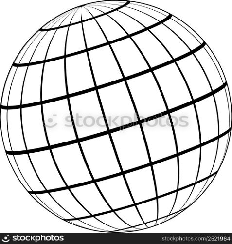 Globe 3D model Earth planet, model celestial sphere coordinate grid