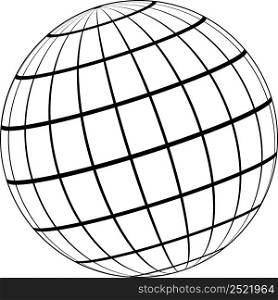 Globe 3D model Earth planet, model celestial sphere coordinate grid