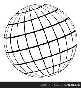 Globe 3D model of the Earth or of the planet, model of the celestial sphere with coordinate grid, vector field with stripes and lines of Meridian and parallel