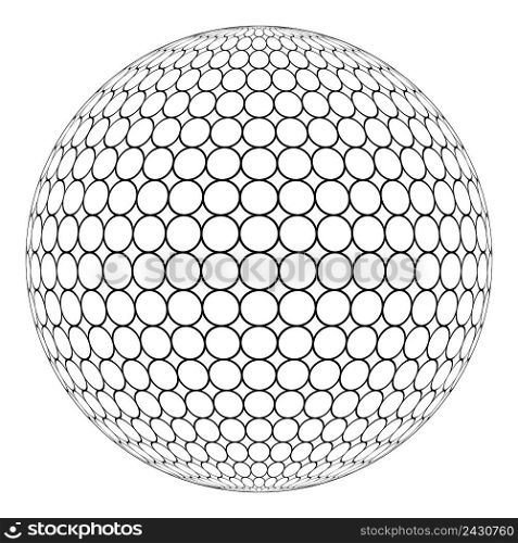 Globe 3D sphere with ring mesh on the surface, the vector of the round structure of the sphere
