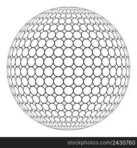 Globe 3D sphere with ring mesh on the surface, the vector of the round structure of the sphere