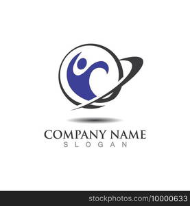 Globe abstract person logo business graphic design isolated on white vector