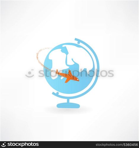 Globe and airplane icon