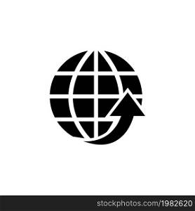 Globe Arrow, Environmental Protection. Flat Vector Icon illustration. Simple black symbol on white background. Globe Arrow, Environmental Protection sign design template for web and mobile UI element. Globe Arrow, Environmental Protection Flat Vector Icon