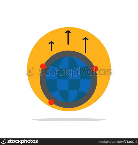 Globe, Business, Communication, Connection, Global, World Abstract Circle Background Flat color Icon