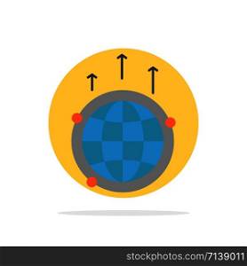 Globe, Business, Communication, Connection, Global, World Abstract Circle Background Flat color Icon
