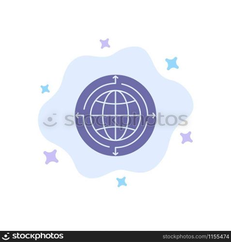 Globe, Business, Communication, Connection, Global, World Blue Icon on Abstract Cloud Background